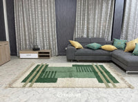 Custom Beni Ourain Rug - Plush Green Geometric Diamond Wool Rug, Made to Order
